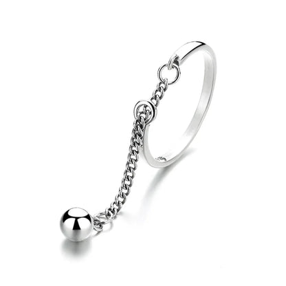 Anillo de cadena con borlas ajustable y sencillo